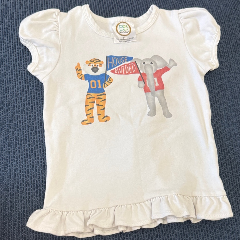 Auburn Alabama Girl’s 'House Divided' Ruffle Hem Tee